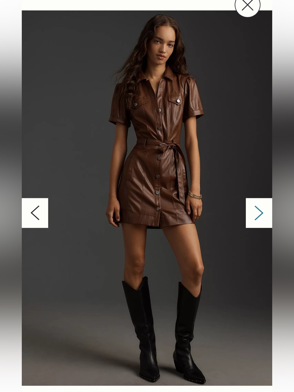 PAIGE Amina Faux-Leather Short-Sleeve Button-Front Mini Dress